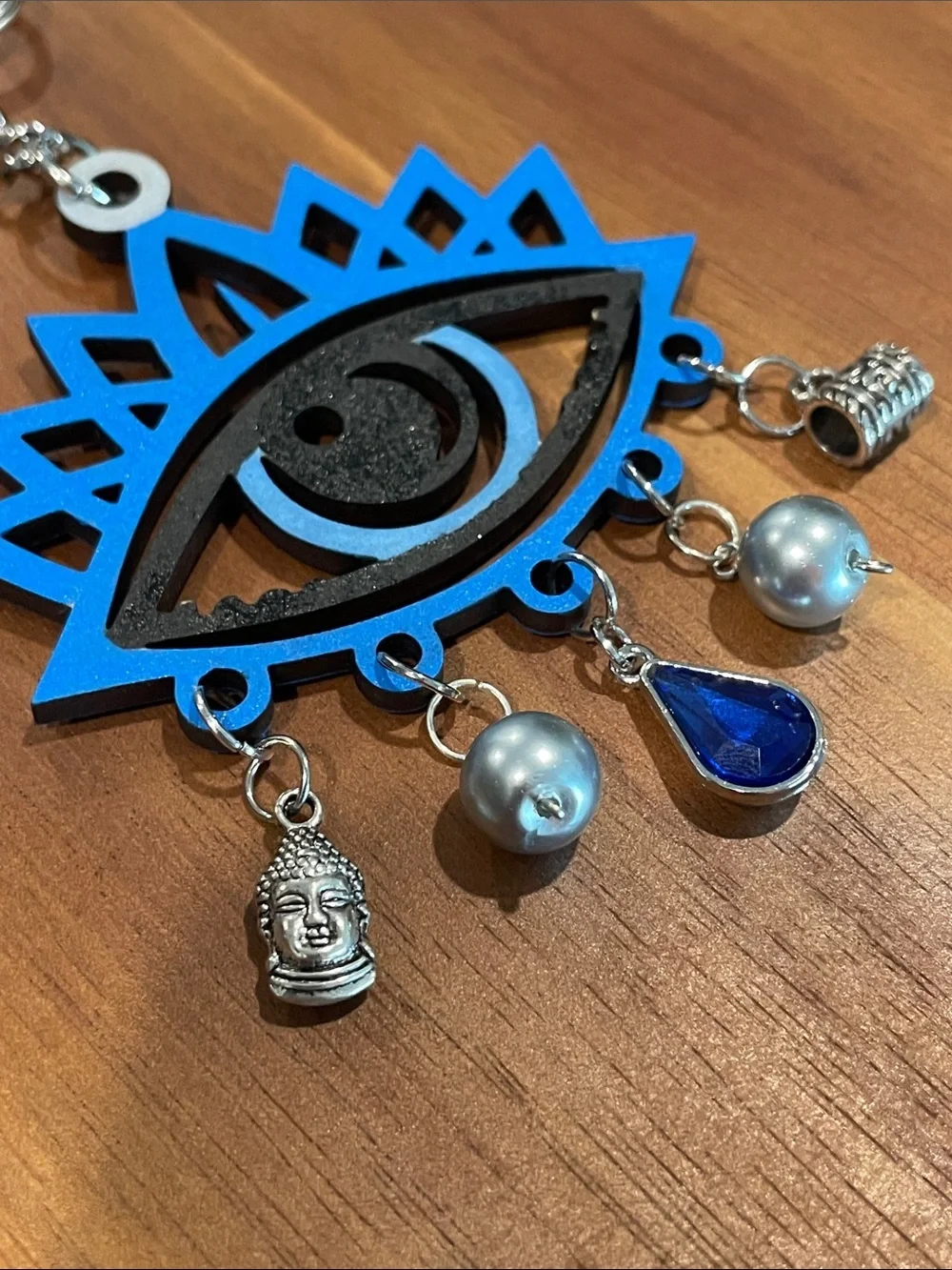 Handmade Evil Eye Bag Charm Keychains with Dangles